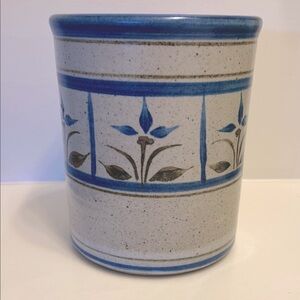 Hand-Made Ceramic Blue Floral Container